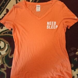 🤠Pink Victoria's Secret V Neck Short Sleeve T Shirt Size Small